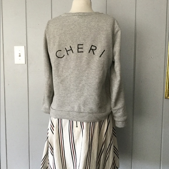 French Salut Cheri grey sweater top. - Picture 3 of 3